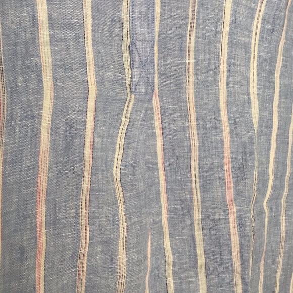 Gap 100% Linen Boyfriend Stripe Popover Blue Tunic Half Button - Picture 6 of 8